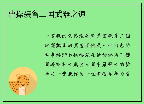 曹操装备三国武器之道